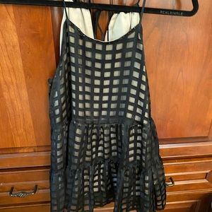 Black spaghetti strap with tiered ruffles